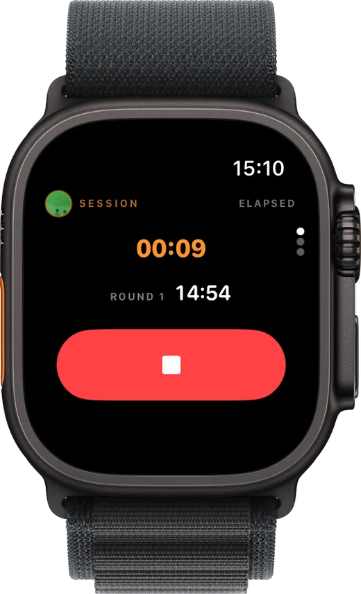 Sauna Assistant Apple Watch session screen